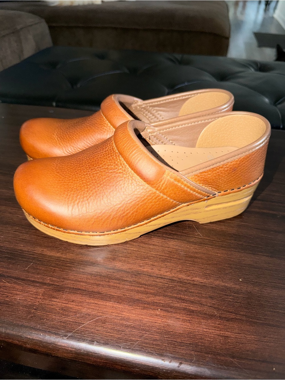 Dansko Women's Cognac Leather Clogs